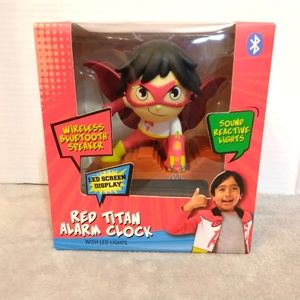 New Ryan's World Red Titan Kid's Alarm Clock with Bluetooth Speaker